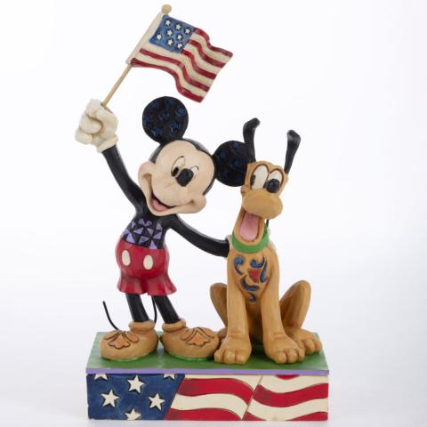 Mickey and Pluto 'A Banner Day' Patriotic Figurine (2019) - ID: 028399219407 Disneyana