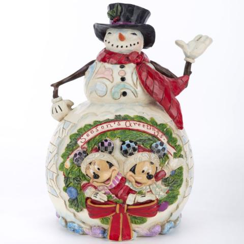 Mickey & Minnie 'Season's Greetings' Snowman Figurine (2012) - ID: 045544480987 Disneyana