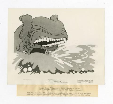 1940 Pinocchio Monstro Illustration Theatrical Release Promotional Photograph - ID: aug22121 Walt Disney