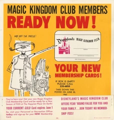 Magic Kingdom Club Membership Drive Poster (1962) - ID: aug22190 Disneyana