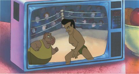 Oliver and Company Wrestling Production Cel (1988) - ID: augoliver19287 Walt Disney