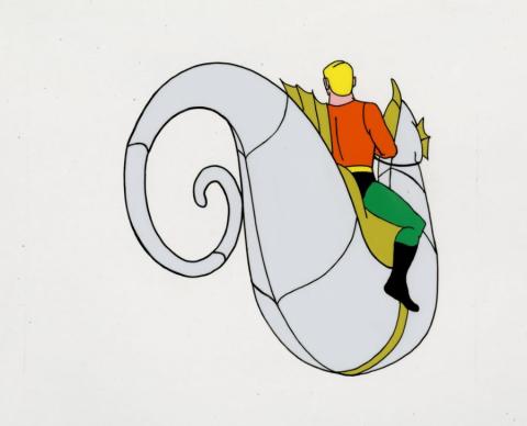 Aquaman and Storm the Seahorse Stock Production Cel and Drawing (c. 1960s) - ID: dec22304 Filmation