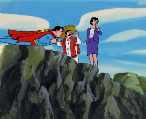 The New Adventures of Superman Non-Matching Production Cel & Background Setup (c. 1960s) - ID: dec22322 Filmation