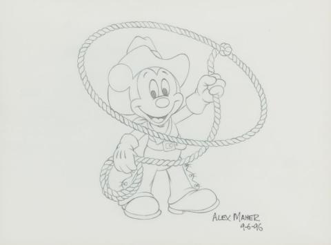 Cowboy Mickey Mouse Consumer Products Development Drawing by Alex Maher (1996) - ID: dec22328 Disneyana