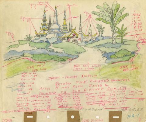 Donald Duck The Autograph Hound Mandalay Background Layout Drawing (1939) - ID: decunknown21037 Walt Disney