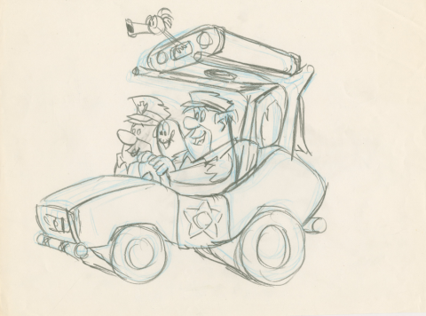 The Flintstones Comedy Show Bedrock Cops Development Drawing (1981) - ID: feb24094 Hanna Barbera