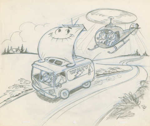 The New Shmoo Helicopter Getaway Development Drawing (1979) - ID: feb24100 Hanna Barbera