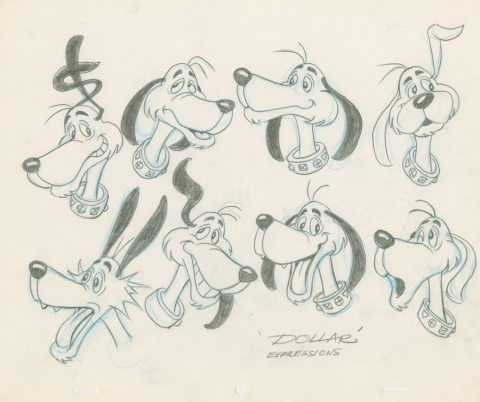 Richie Rich Dollar the Dog Model Drawing (1980) - ID: feb24101 Hanna Barbera