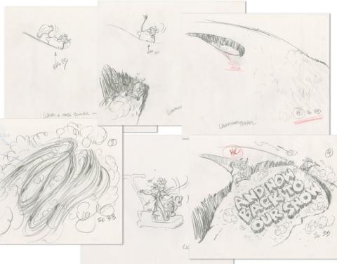 Collection of 6 What-A-Mess Lawnmower Bumper Sequence Layout Drawings  (1995) - ID: feb24110 DiC