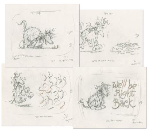 Collection of 4 What-A-Mess Butterfly Bumper Sequence Layout Drawings (1995) - ID: feb24111 DiC