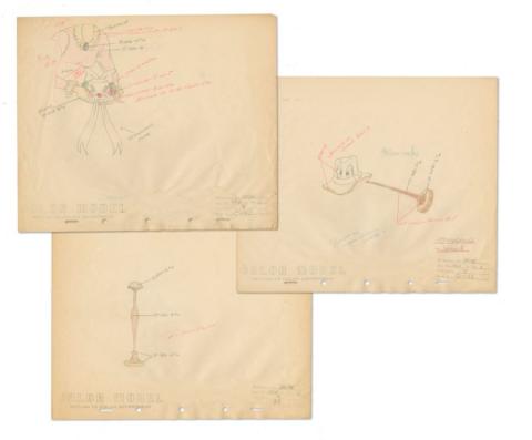 Collection of 3 Make Mine Music Johnny Fedora Model Drawings - ID: feb24114 Walt Disney