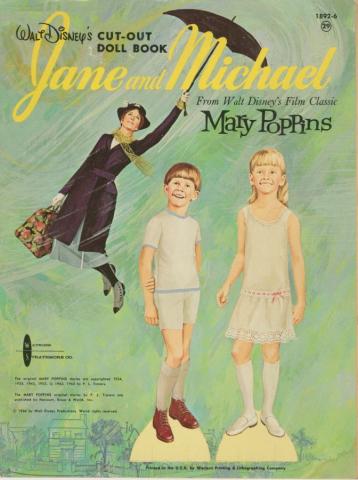 Walt Disney's Jane and Michael Mary Poppins Cut-Out Doll Book by Watkins Strathmore Co (1964) - ID: feb24127 Disneyana