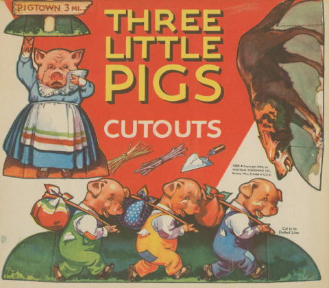 Three Little Pigs Unused Cutout Book by Whitman (1939) - ID: feb24131 Disneyana