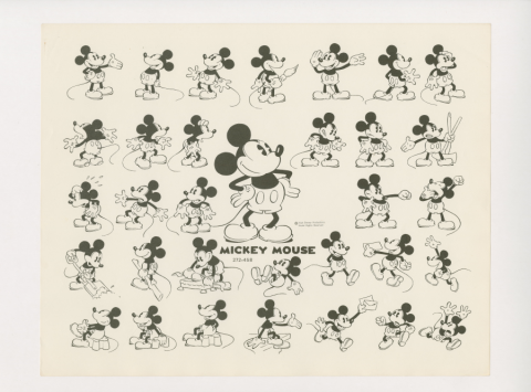 Mickey Mouse & Minnie Mouse Studio Reprint Model Sheets (1970s-1980s) - ID: feb24139 Walt Disney