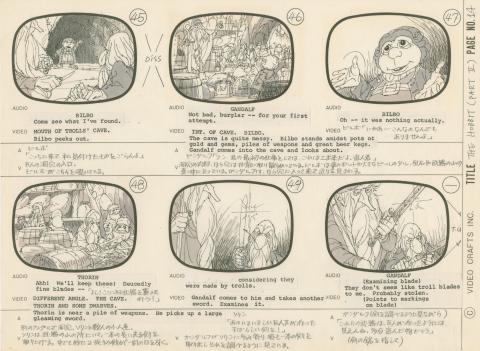 The Hobbit Bilbo, Gandalf, and Dwarves Storyboard Drawing (1977) - ID: feb24259 Rankin Bass