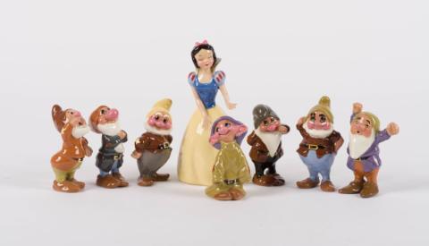 1950s Snow White and the Seven Dwarfs Ceramic Figurine Set by Hagen Renaker (c.1950s) - ID: hagen00030snse Disneyana
