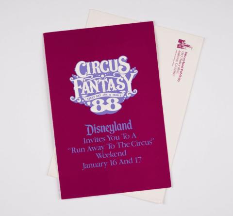 Disneyland Circus Fantasy "Run Away to the Circus" Invitation (1988) - ID: jul22422 Disneyana