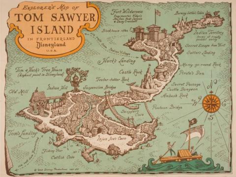 Tom Sawyer Island Guide Booklet & Map (c.1950's) - ID: jul22493 Disneyana