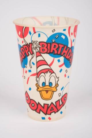 Pair of Disneyland Happy Birthday Donald Paper Cups (1984) - ID: jul22534 Disneyana