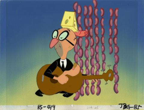 Ren and Stimpy Reverend Jack Cheese Production Cel and Background (1995) - ID: jul22683 Nickelodeon
