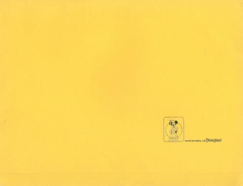 Disneyland University Yellow Certificate Holder (1980s) - ID: julydisneyland19013 Disneyana