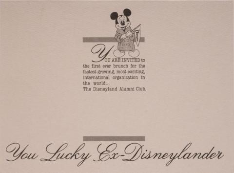 The Disneyland Alumni Club Event Invitation (1984) - ID: jun22726 Disneyana