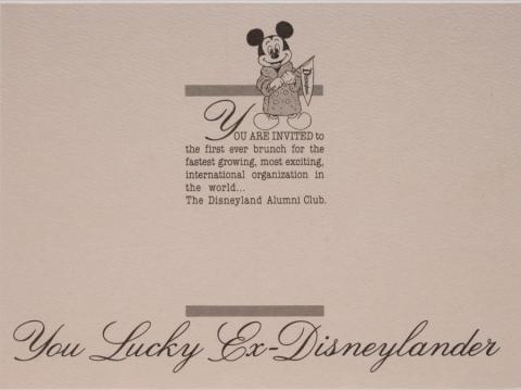 The Disneyland Alumni Club Event Invitation (1984) - ID: jun22727 Disneyana