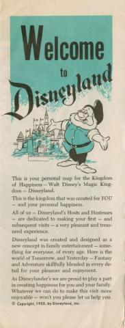 Welcome to Disneyland! Gate Flyer Pamphlet & Map (1955) - ID: jun23077 Disneyana