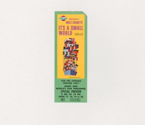 It's A Small World New York World's Fair Pre-Opening Ticket (1964) - ID: jun24244 Disneyana