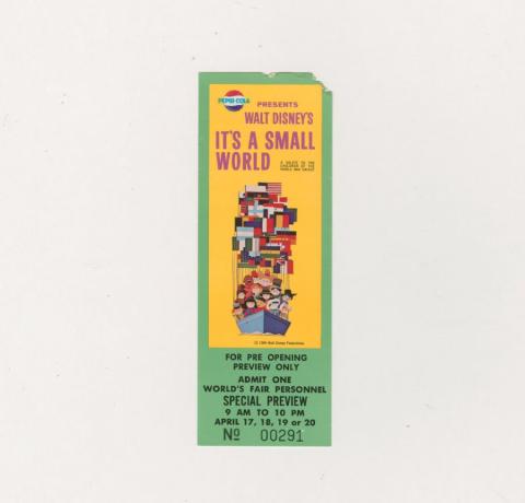 It's A Small World New York World's Fair Pre-Opening Ticket (1964) - ID: jun24245 Disneyana