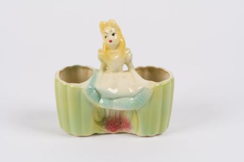 1950s Alice in Wonderland Ceramic Double Planter by Leeds China - ID: leeds0020ali Disneyana