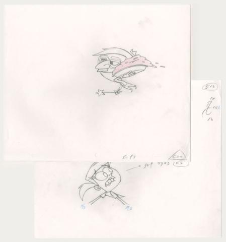 Pair of Fairly OddParents Pilot Production Drawings (1998) - ID: mar23206 Nickelodeon