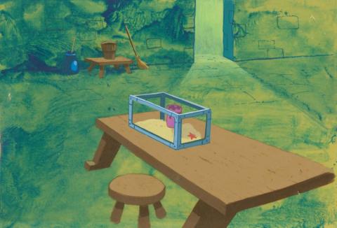 Smurfs Aquarium Cage Production Background and Production Overlay (1983) - ID: mar23493 Hanna Barbera