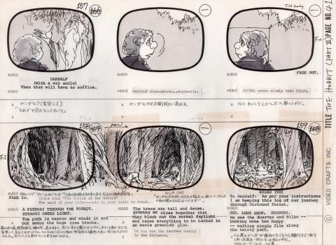 The Hobbit Bilbo, Gandalf, & Dwarves Storyboard Drawing (1977) - ID: mar24157 Rankin Bass
