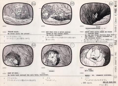 The Hobbit Bilbo & Dori Storyboard Drawing (1977) - ID: mar24159 Rankin Bass