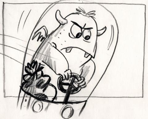 Monsters, Inc. Sulley & Boo Early Development Storyboard Drawing (2001) - ID: mar24161 Pixar