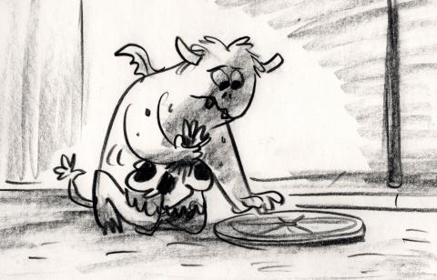 Monsters, Inc. Sulley & Boo Early Development Storyboard Drawing (2001) - ID: mar24163 Pixar