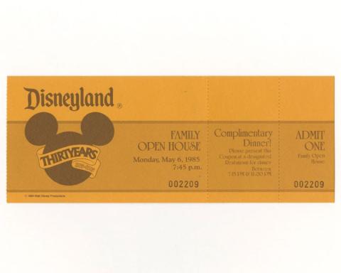 30-Years Cast Member Open House Ticket (1985) - ID: mar24330 Disneyana