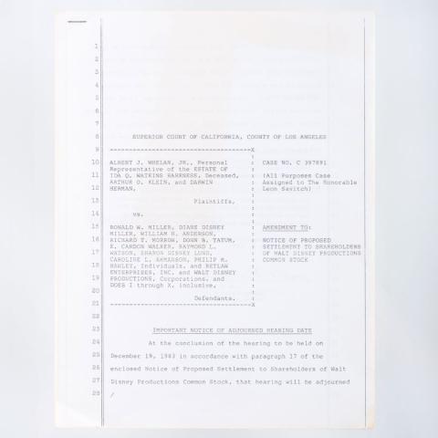 Disney Legal Settlement Court Case & Disney News Cast Member Memo (1983) - ID: mar24337 Disneyana