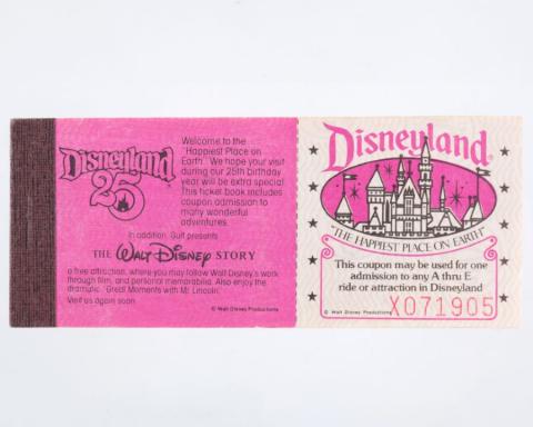 Disneyland 25th Anniversary Courtesy Guest Ticket Book (1980) - ID: mar24444 Disneyana