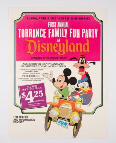 Disneyland Torrance Family Fun Party Promotional Poster (1972) - ID: mardisneyland22127 Disneyana
