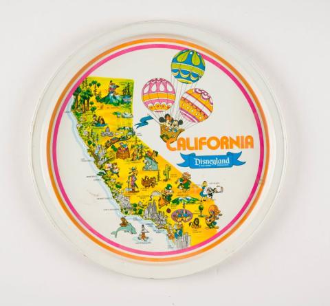 Disneyland California State Illustration Souvenir Metal Serving Tray (c.1970s) - ID: may22438 Disneyana