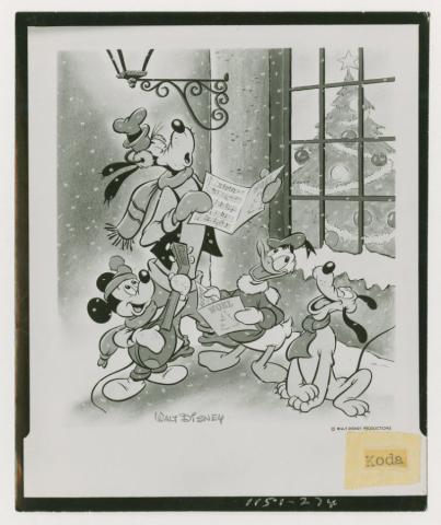 Mickey and Friends Caroling Disney Studio Press Photograph (1957) - ID: may23037 Disneyana