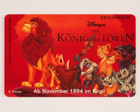 Pair of Lion King Promotional International Prepaid Calling Cards  (1994) - ID: sep23249 Disneyana