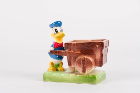 1950s Donald Duck Ceramic Wheelbarrow Planter by Dee Bee Co. - ID: unk00032don Disneyana