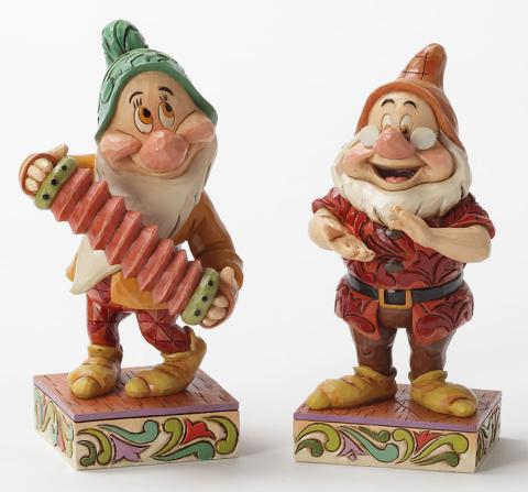 Bashful and Doc “Affable Accordionist” & “Clap Along” Figurine Set (2013) - ID: 045544547482 Disneyana