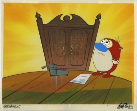 Ren and Stimpy Terminal Stimpy & Reverend Jack Production Cel and Background (1995) - ID: aug22517 Nickelodeon