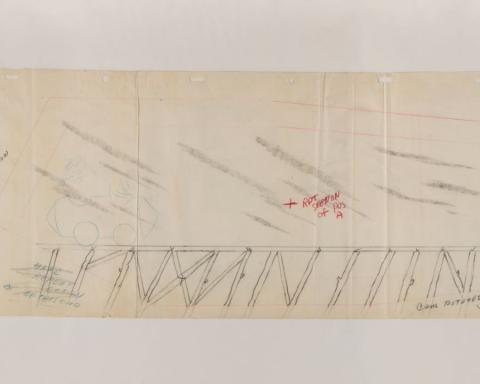 The Flintstones "Girl's Night Out" (1960) Background Layout Drawing - ID: jan24139 Hanna Barbera