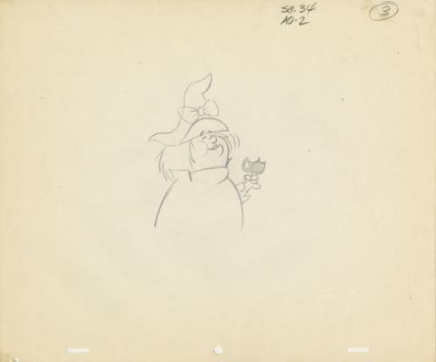 Winsome Witch “Prince of a Pup” Layout Drawing (1965) - ID: jun22040 Hanna Barbera