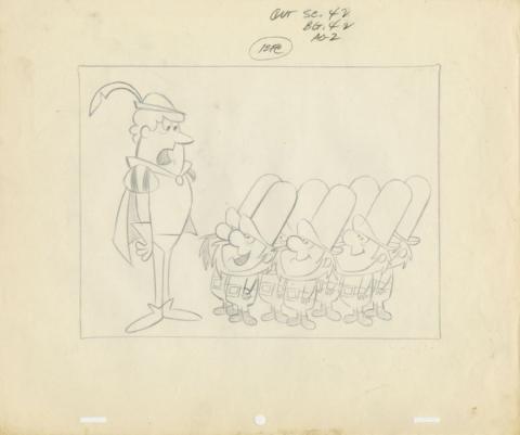 Winsome Witch “Prince of a Pup” Layout Drawing (1965) - ID: jun22045 Hanna Barbera